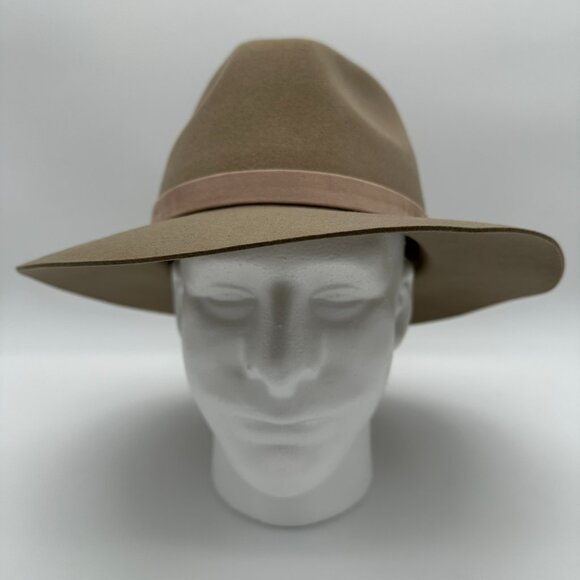 Phenix Women's Short Brim 100% Wool Suede Trim Fedora Hat OSFM Beige